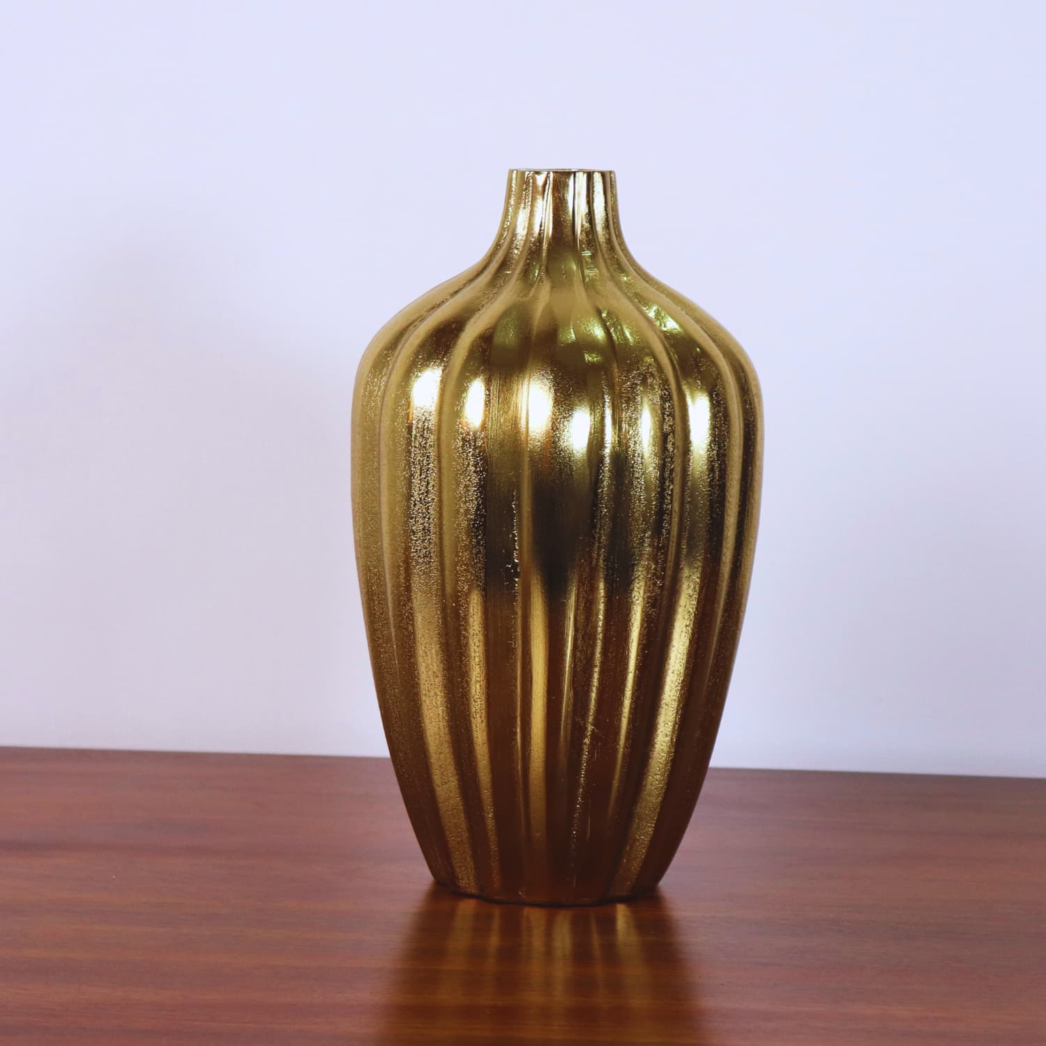 Premium Golden Aurora's Embrace Aluminum Vase