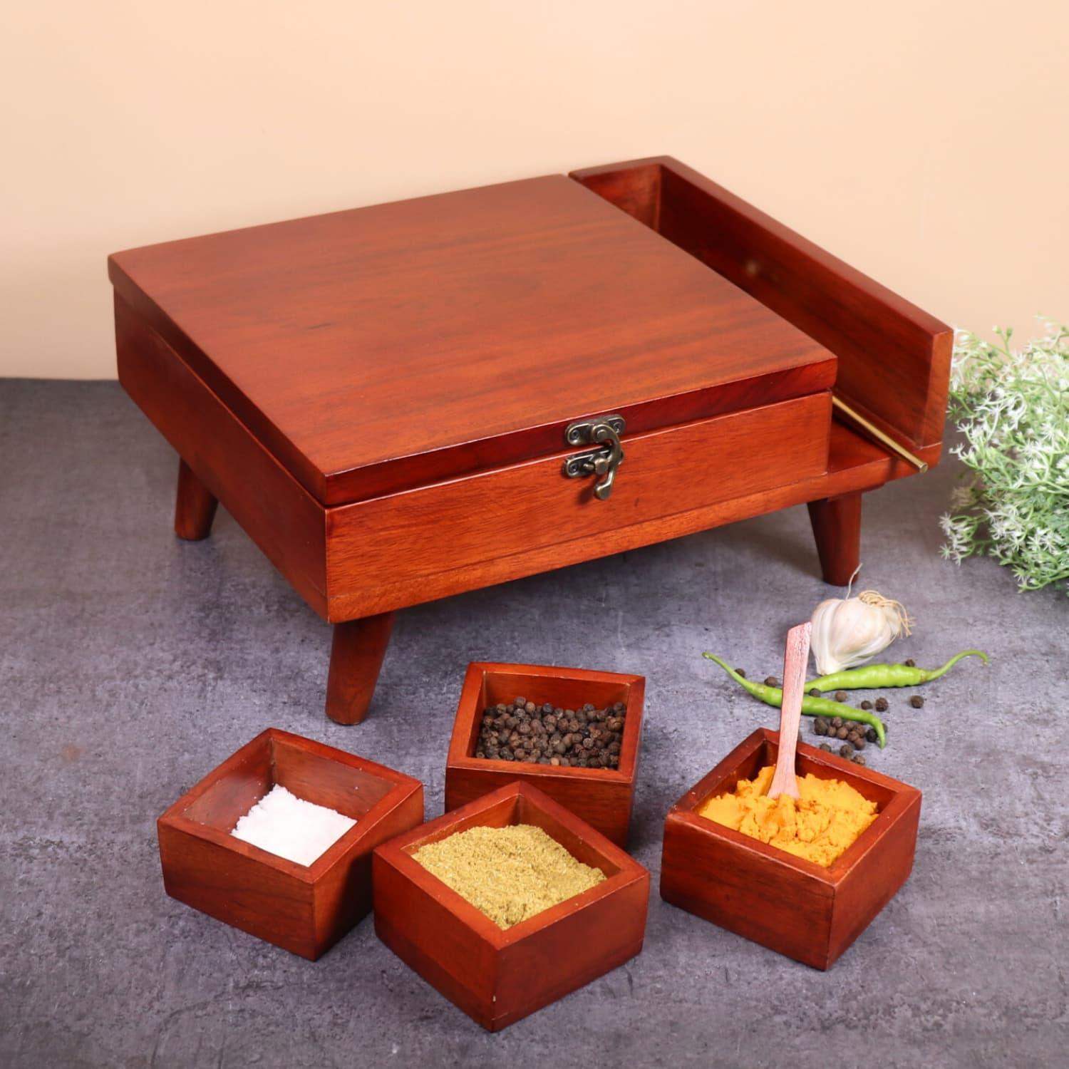 Buy Best wooden  Masala Box for kitchen online in India