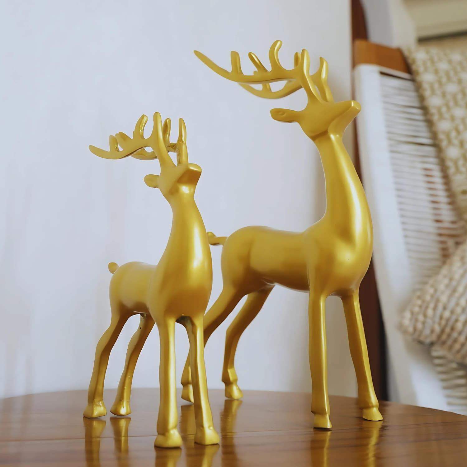 The Mother's Love Deer Metal Table Accent (Gold) (set of 2) - LOOSEBUCKET