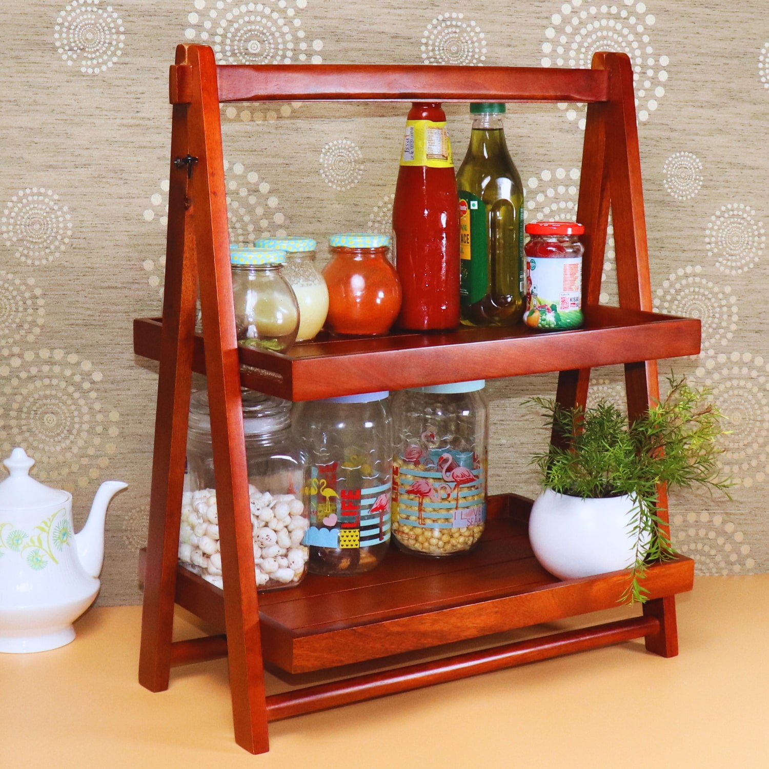 Wooden Foldable Kitchen Organizer, Multipurpose versatile  Organizer
