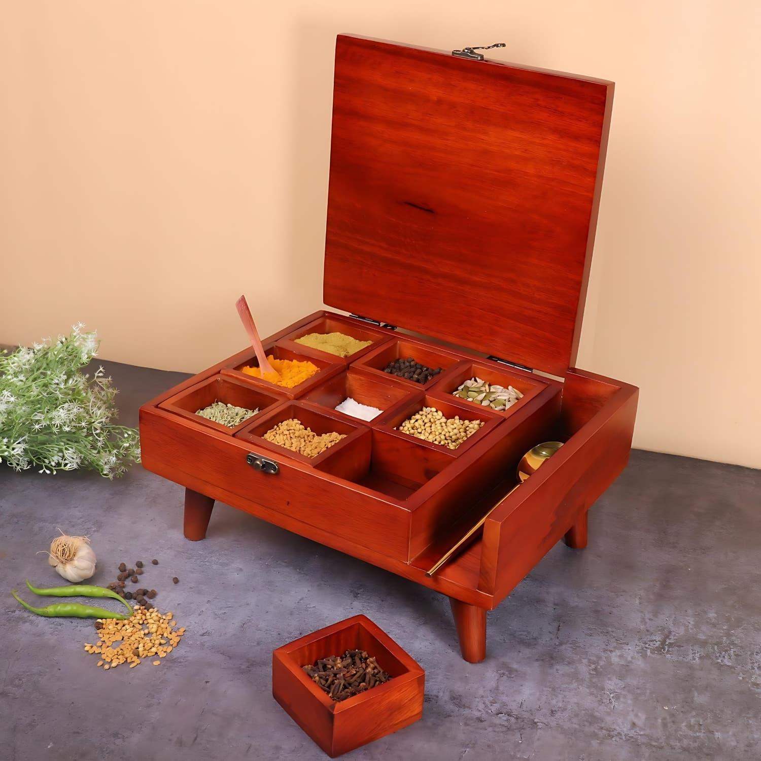 Buy Best wooden  Masala Box for kitchen online in India