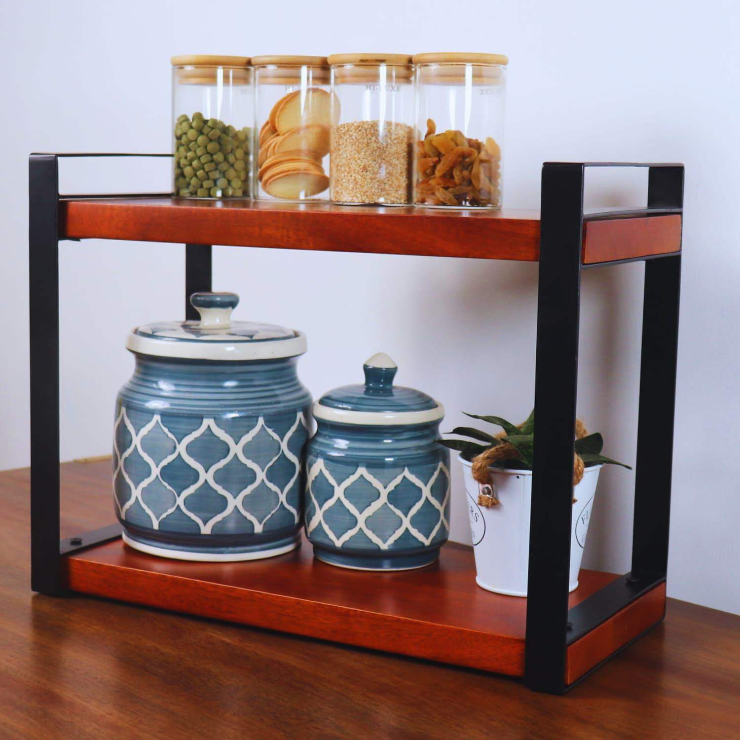 Buy Best Wooden Kitchen Organizer online in India Double Decker Edition