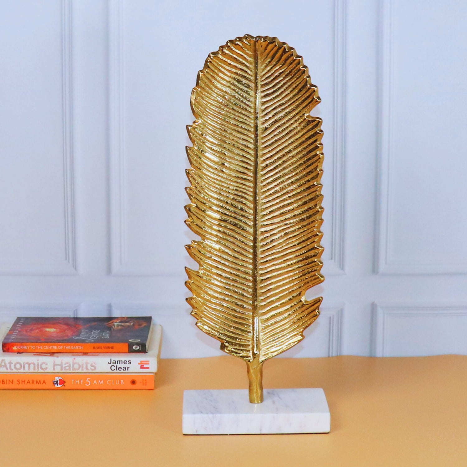 The Golden leaf Sculpture in Aluminum Metal  Raw Finish