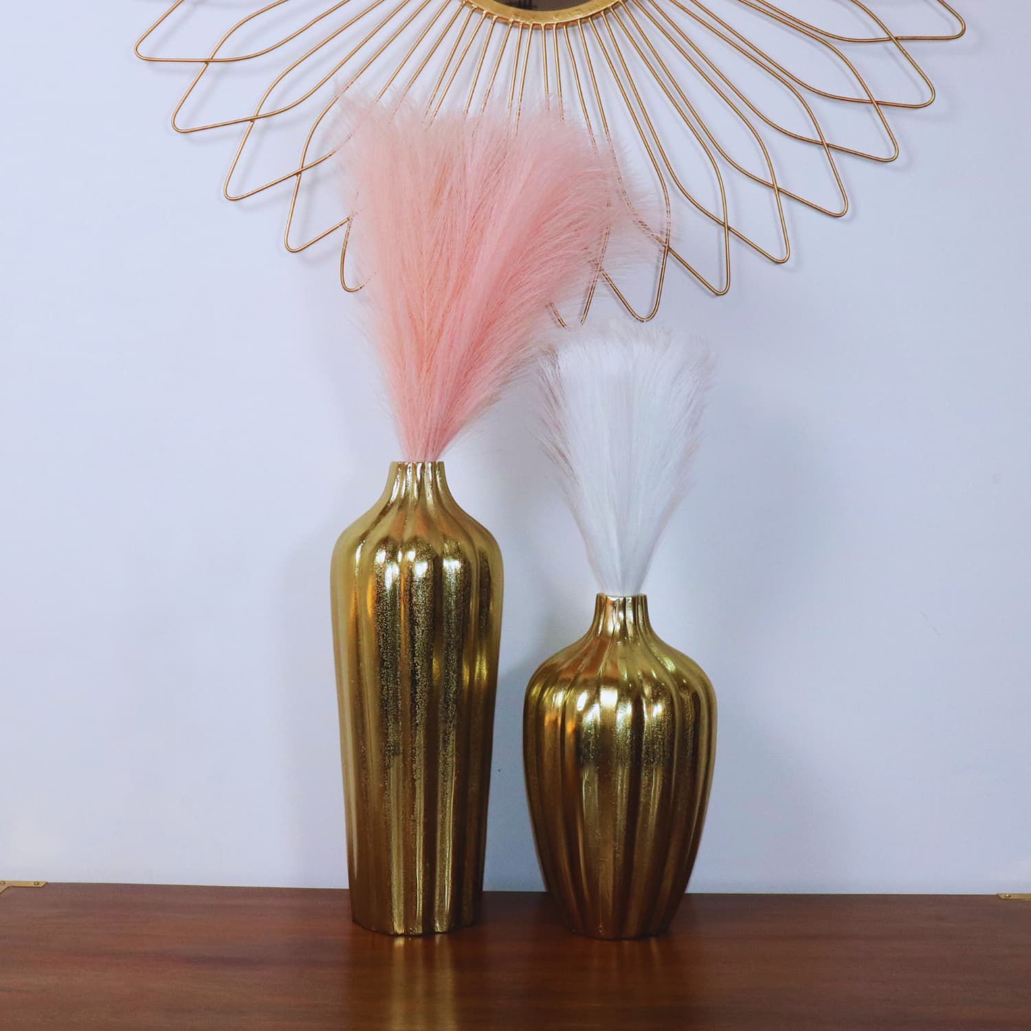 Premium Golden Aurora's Embrace Aluminum Vase
