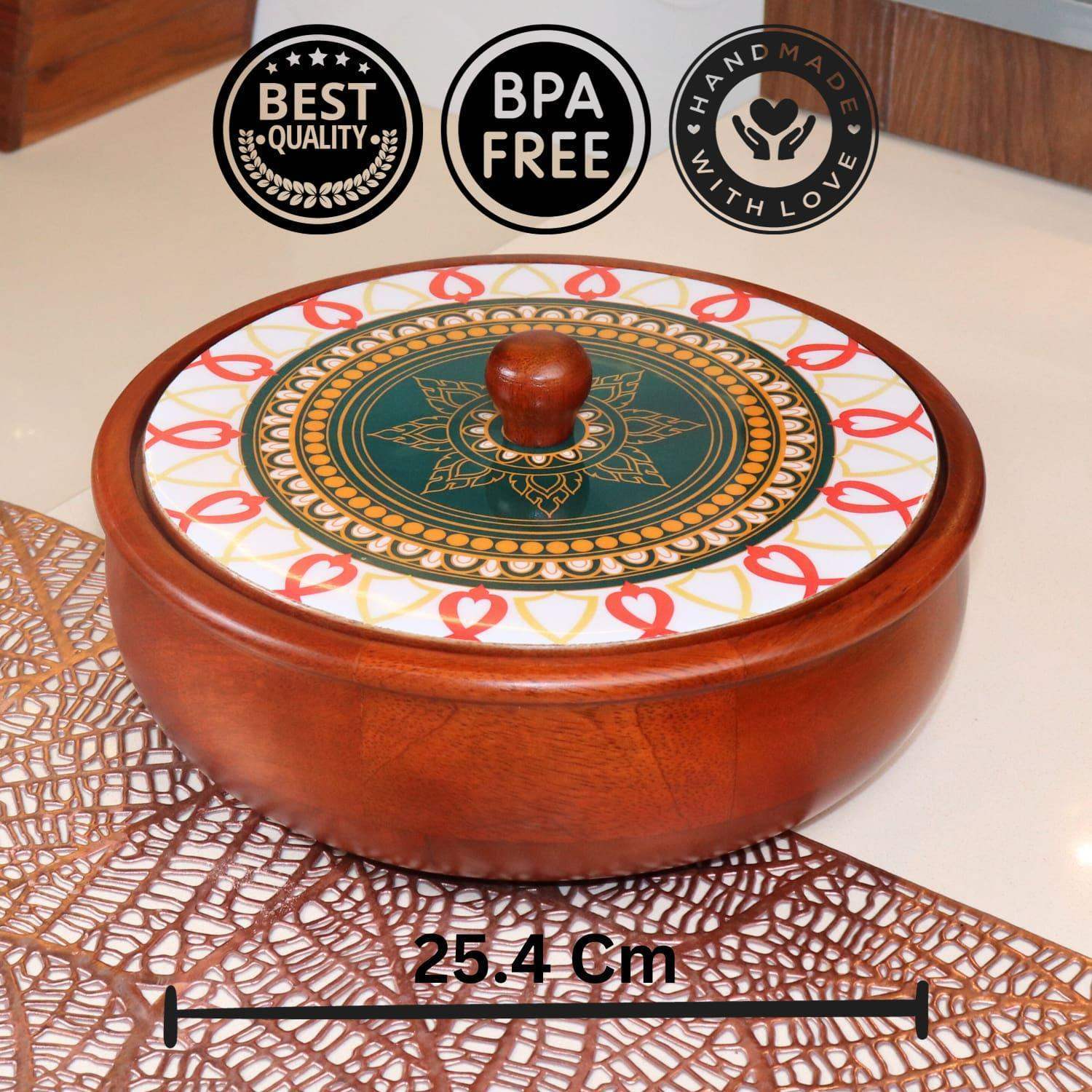Best Wooden Chapati box  online in India Mandala Magic Edition