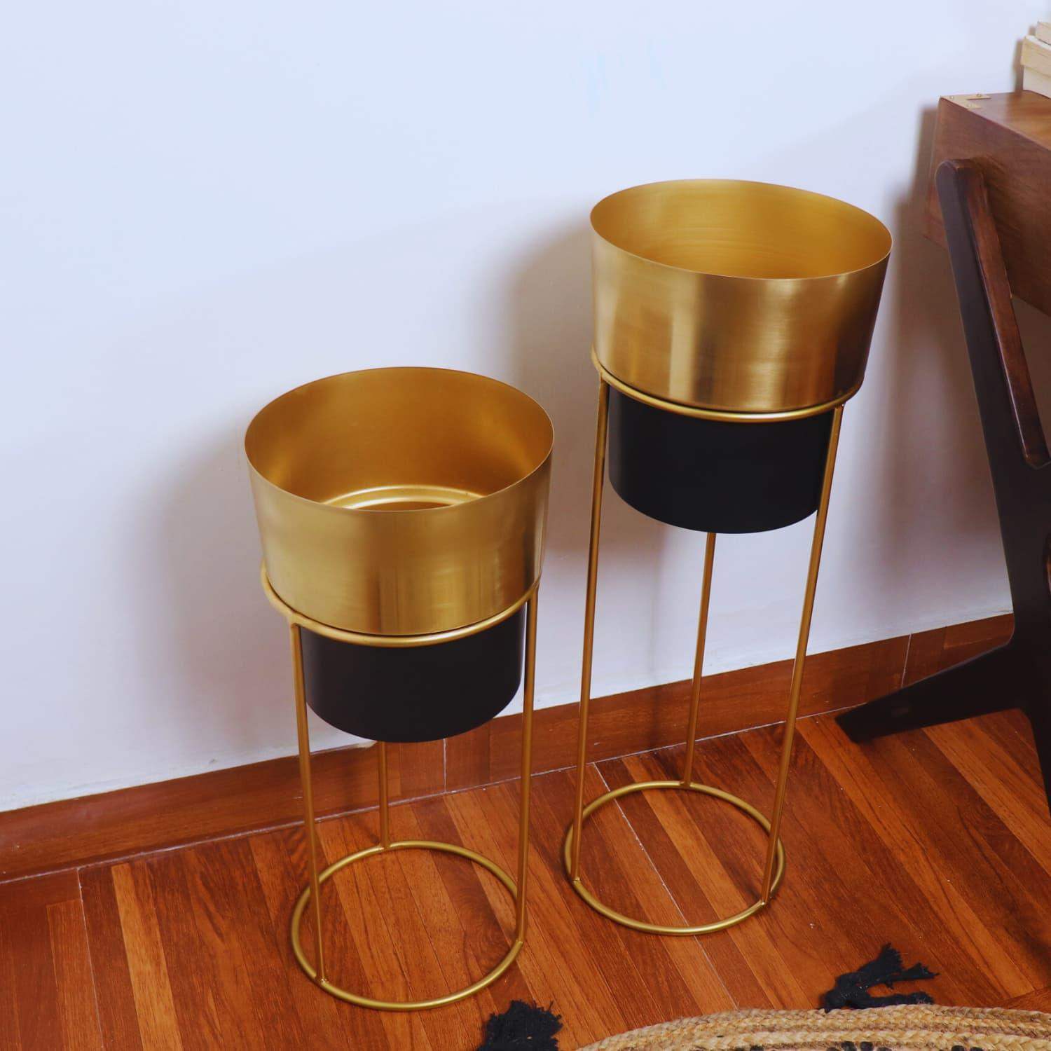The Black Duo Metal Planters (Set of 2) - LOOSEBUCKET