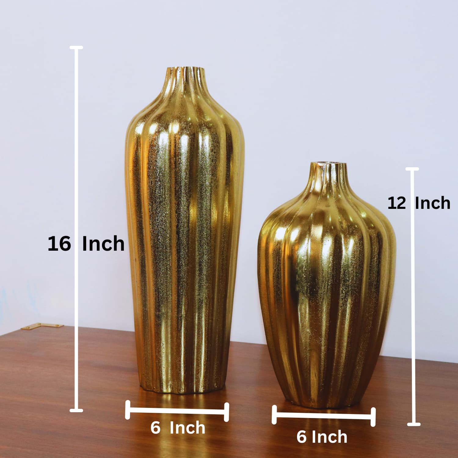 Premium Golden Aurora's Embrace Aluminum Vase measurement