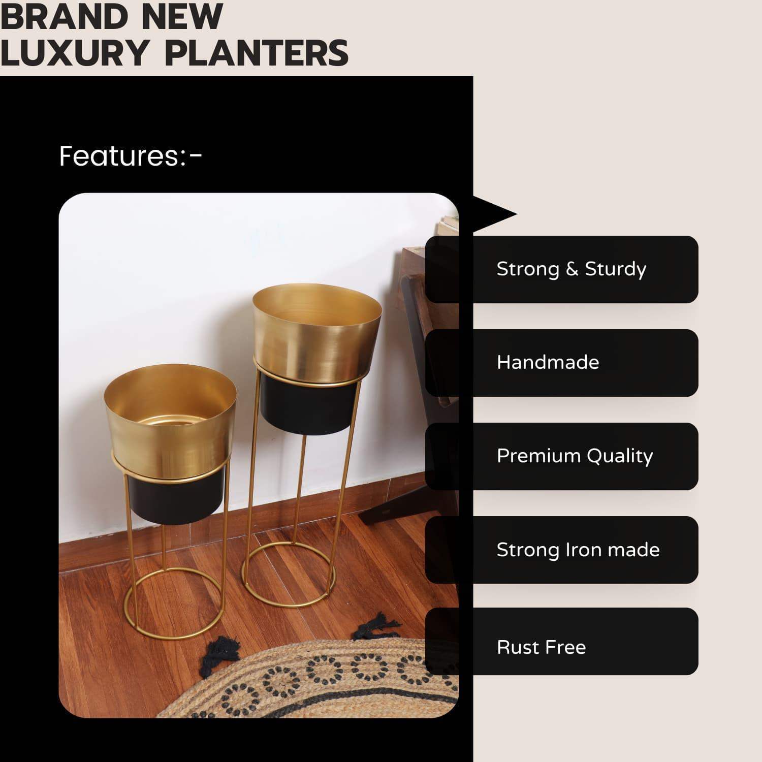 The Black Duo Metal Planters (Set of 2) - LOOSEBUCKET