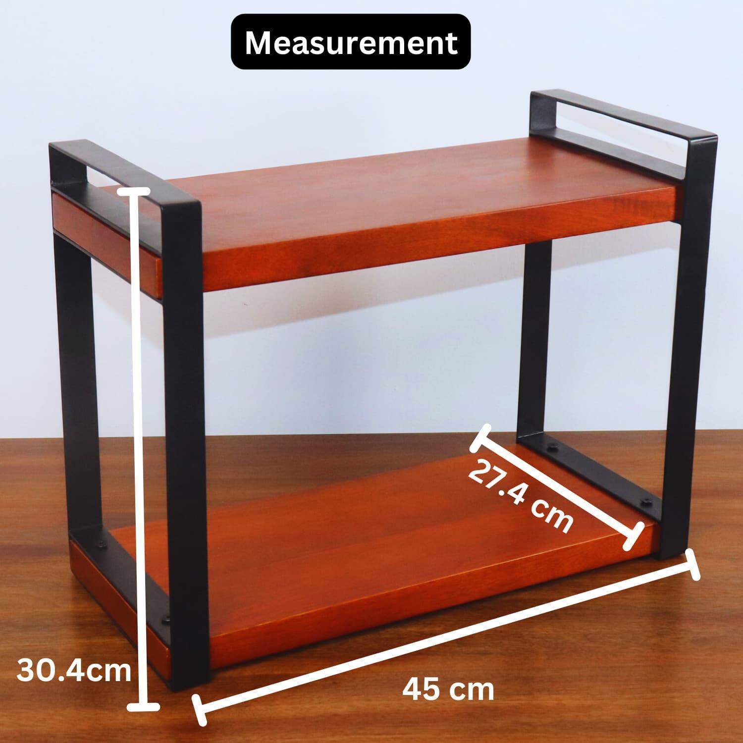 Double Decker Wooden Kitchen organizer showing the dimensions