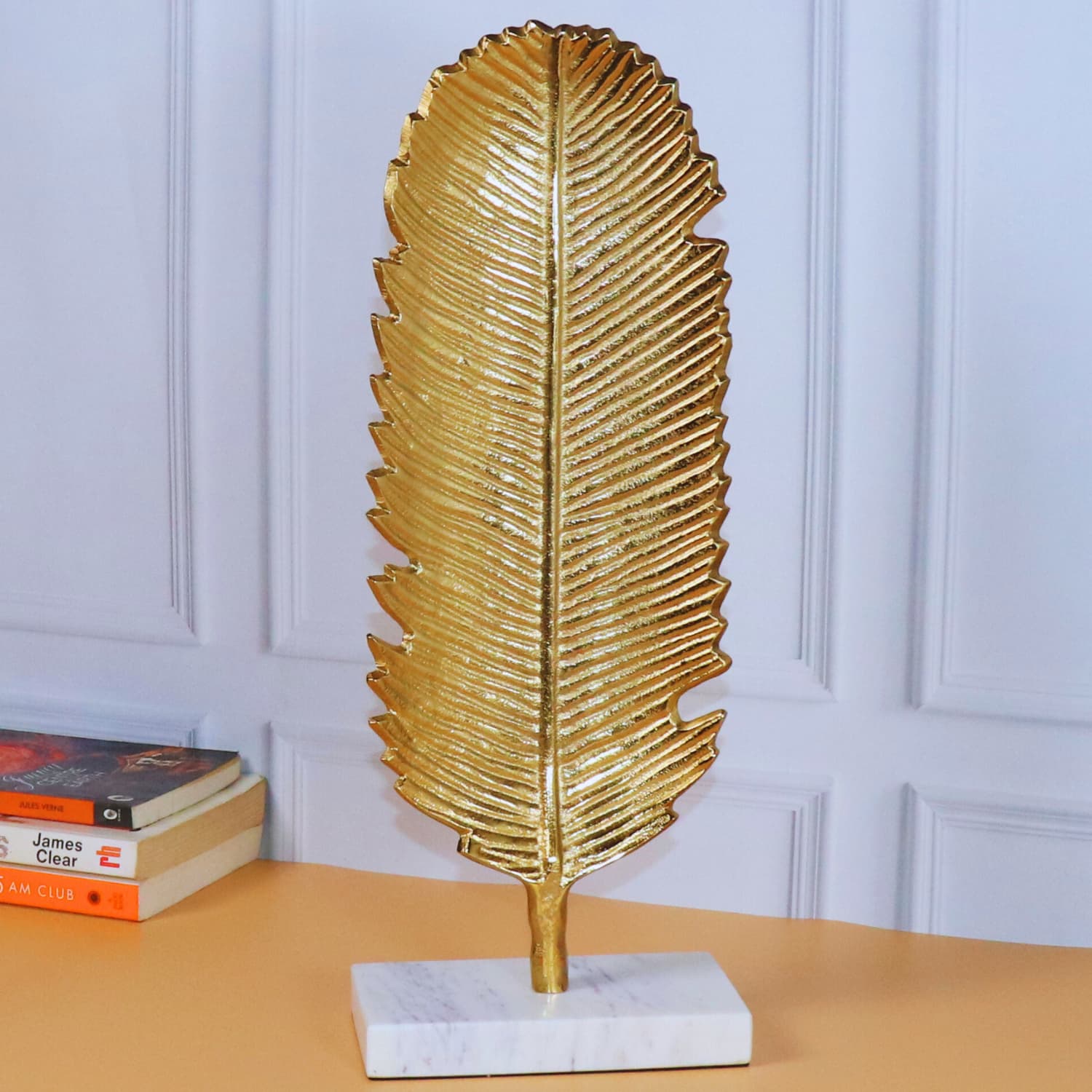 The Golden leaf Sculpture in Aluminum Metal  Raw Finish