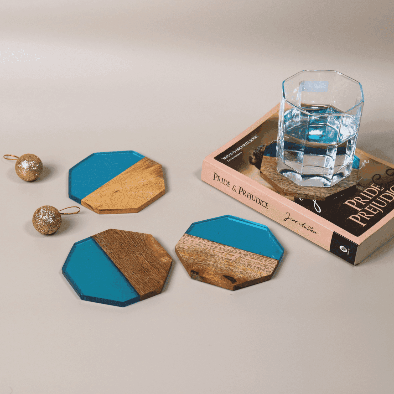 Acacia Wood & Epoxy Table coasters (The Sky Explore) - LOOSEBUCKET