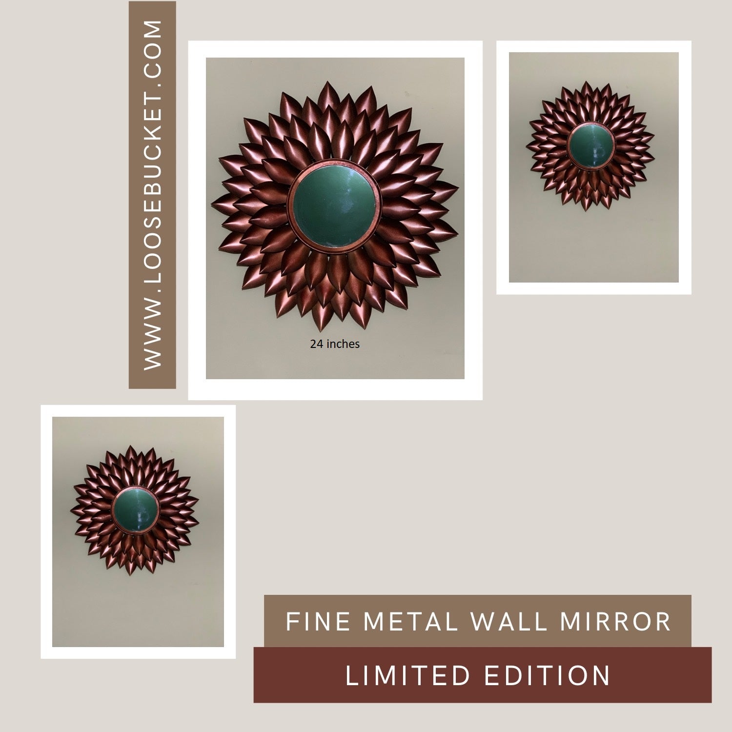 Metal Wall Mirror (The Bronze Leaf) - LOOSEBUCKET