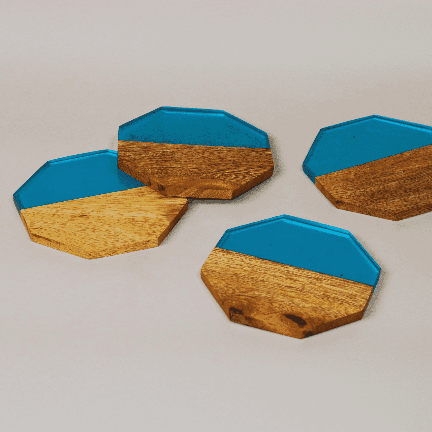 Acacia Wood & Epoxy Table coasters (The Sky Explore) - LOOSEBUCKET