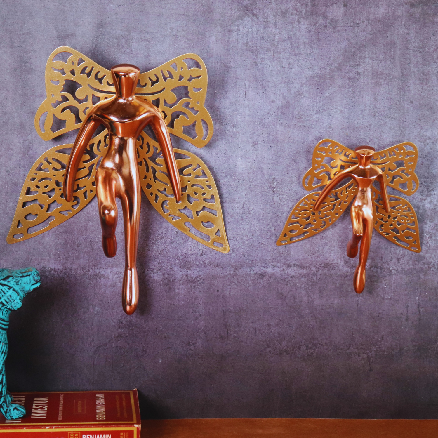 The Flying Angel Wall Metal Art in copper finish - LOOSEBUCKET