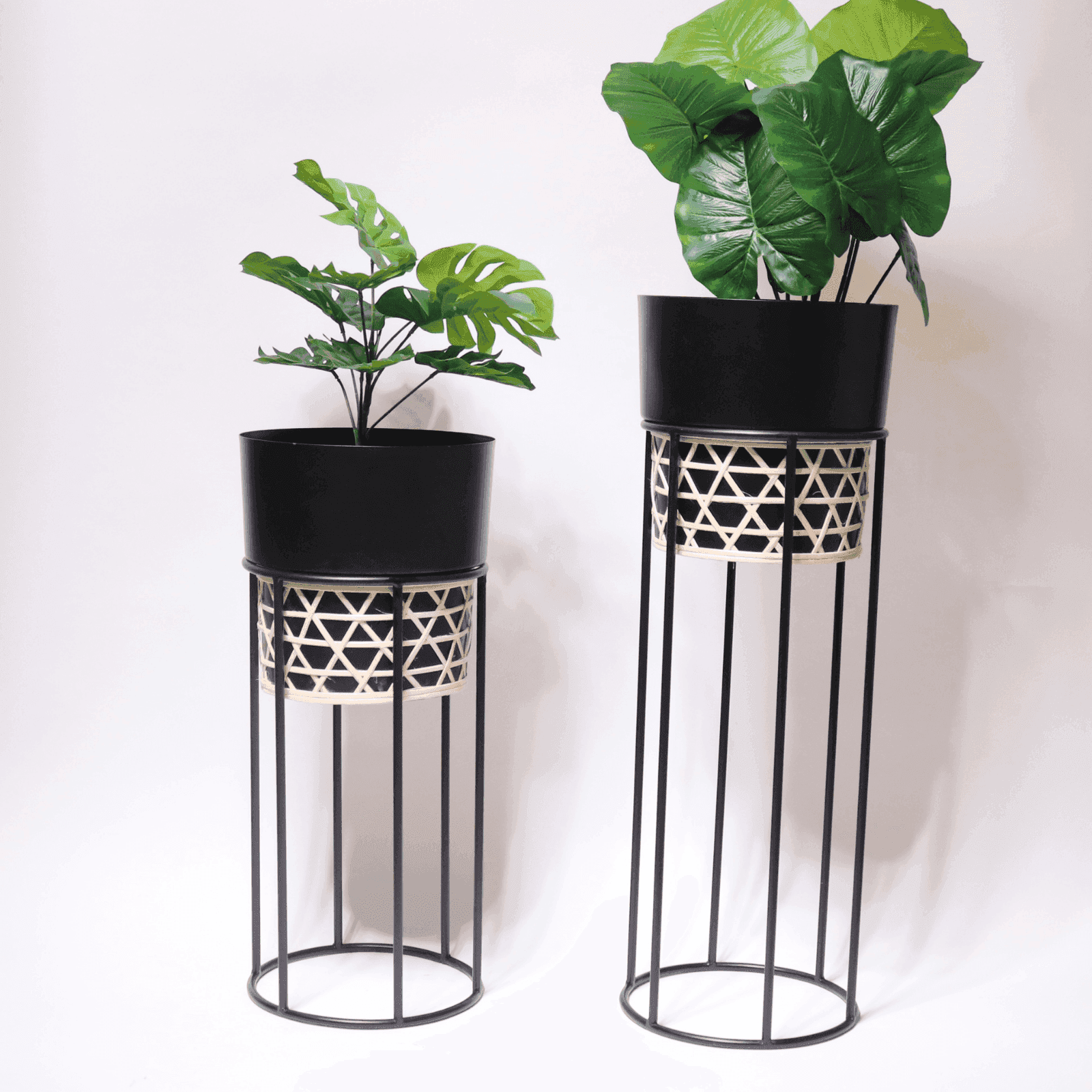Agrarian Beauty Handwork Cane Metal Planters (Set of 2) - LOOSEBUCKET