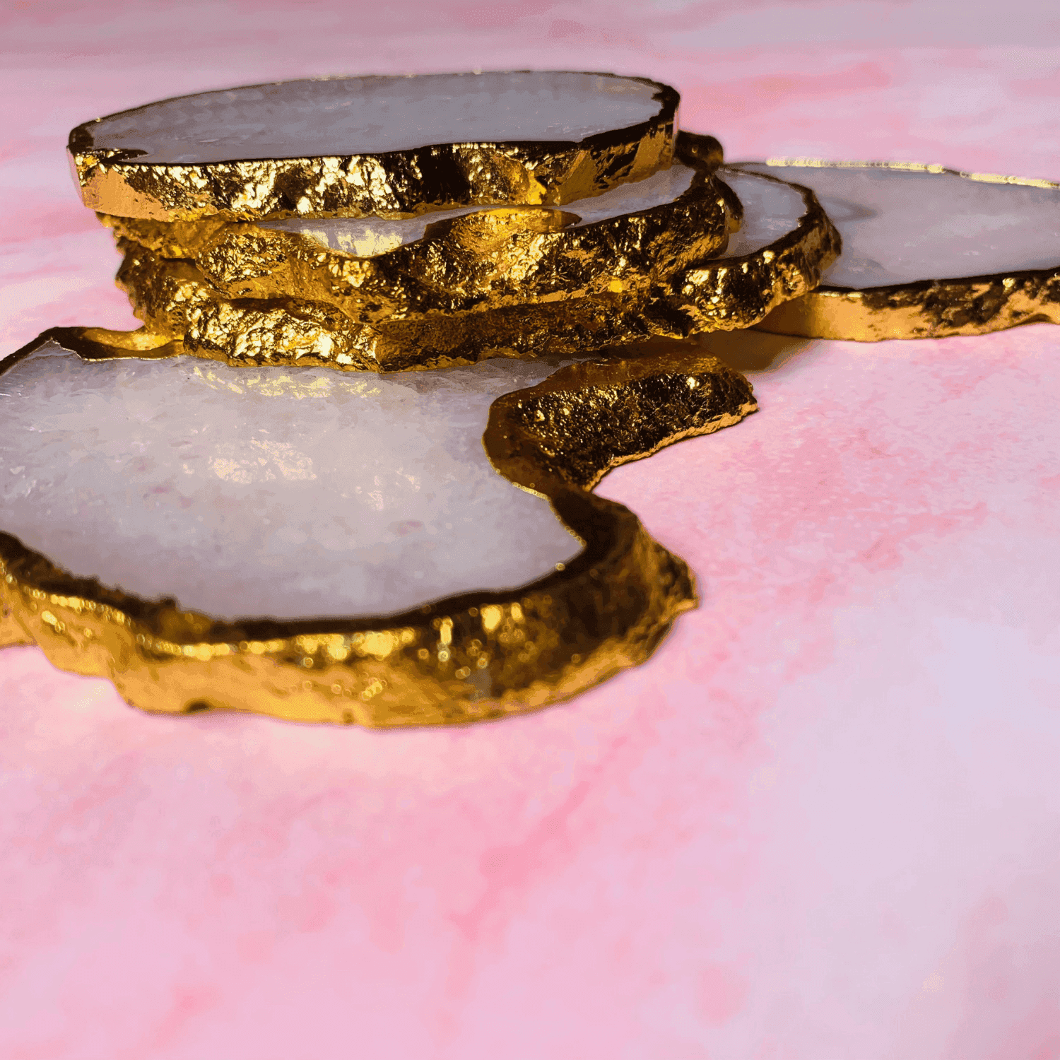 Natural White Agate Handcrafted Luxury Coasters (Set of 5) - LOOSEBUCKET