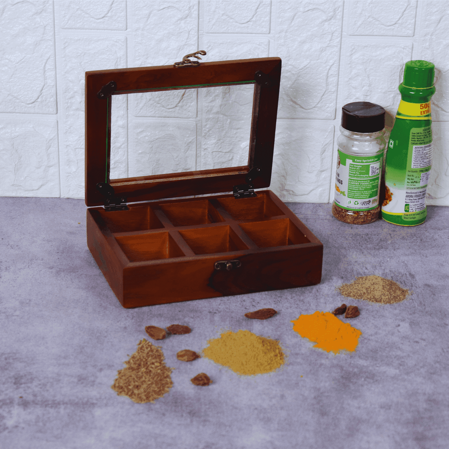 The Wooden Spice box  ( Six Compartment) - LOOSEBUCKET