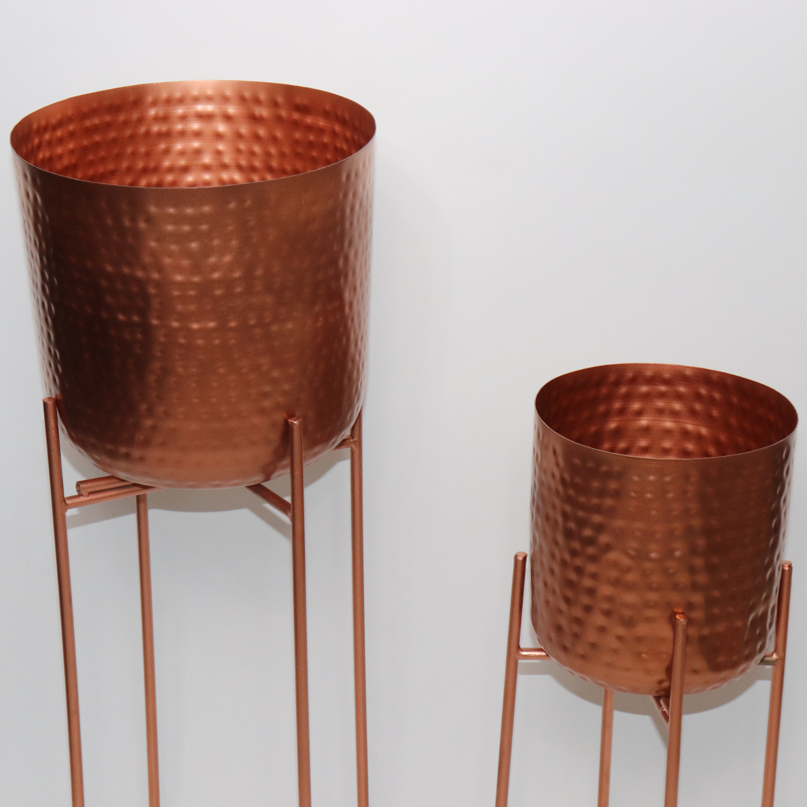 Copper Hammered Metal Planters (Set of 2) - LOOSEBUCKET