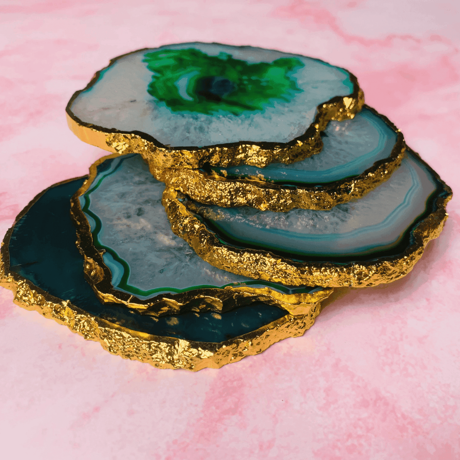 Green Agate Handcrafted Luxury Coasters (Set of 5) - LOOSEBUCKET