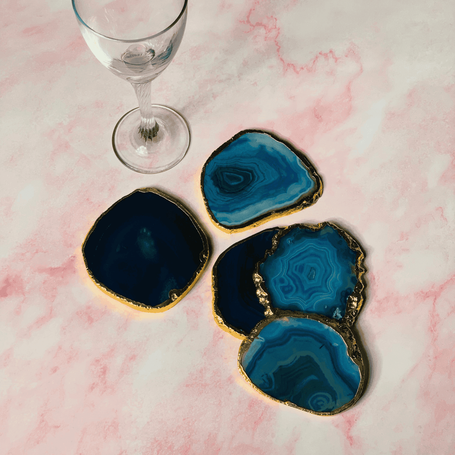 Blue Agate Handcrafted Luxury Coasters (Set of 5) - LOOSEBUCKET