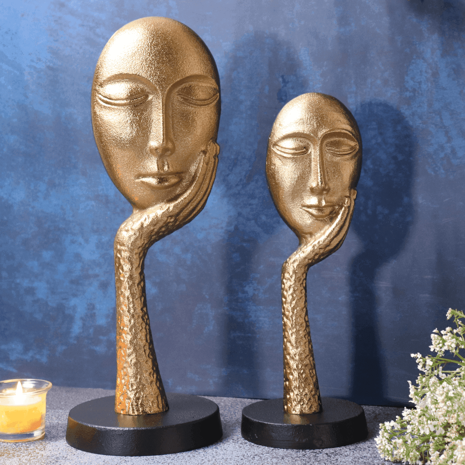 Thinking Lady face Sculpture Gold - LOOSEBUCKET