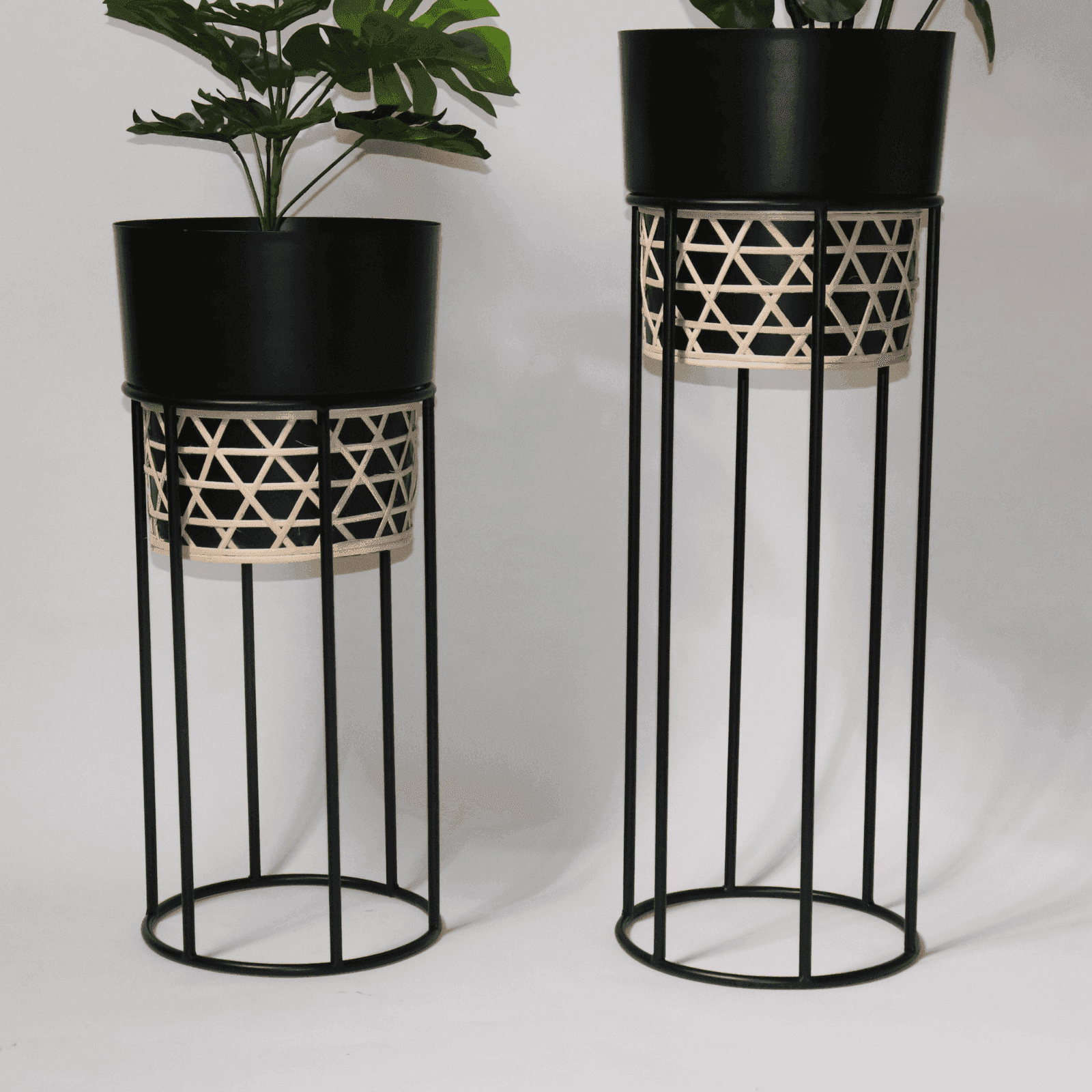Agrarian Beauty Handwork Cane Metal Planters (Set of 2) - LOOSEBUCKET