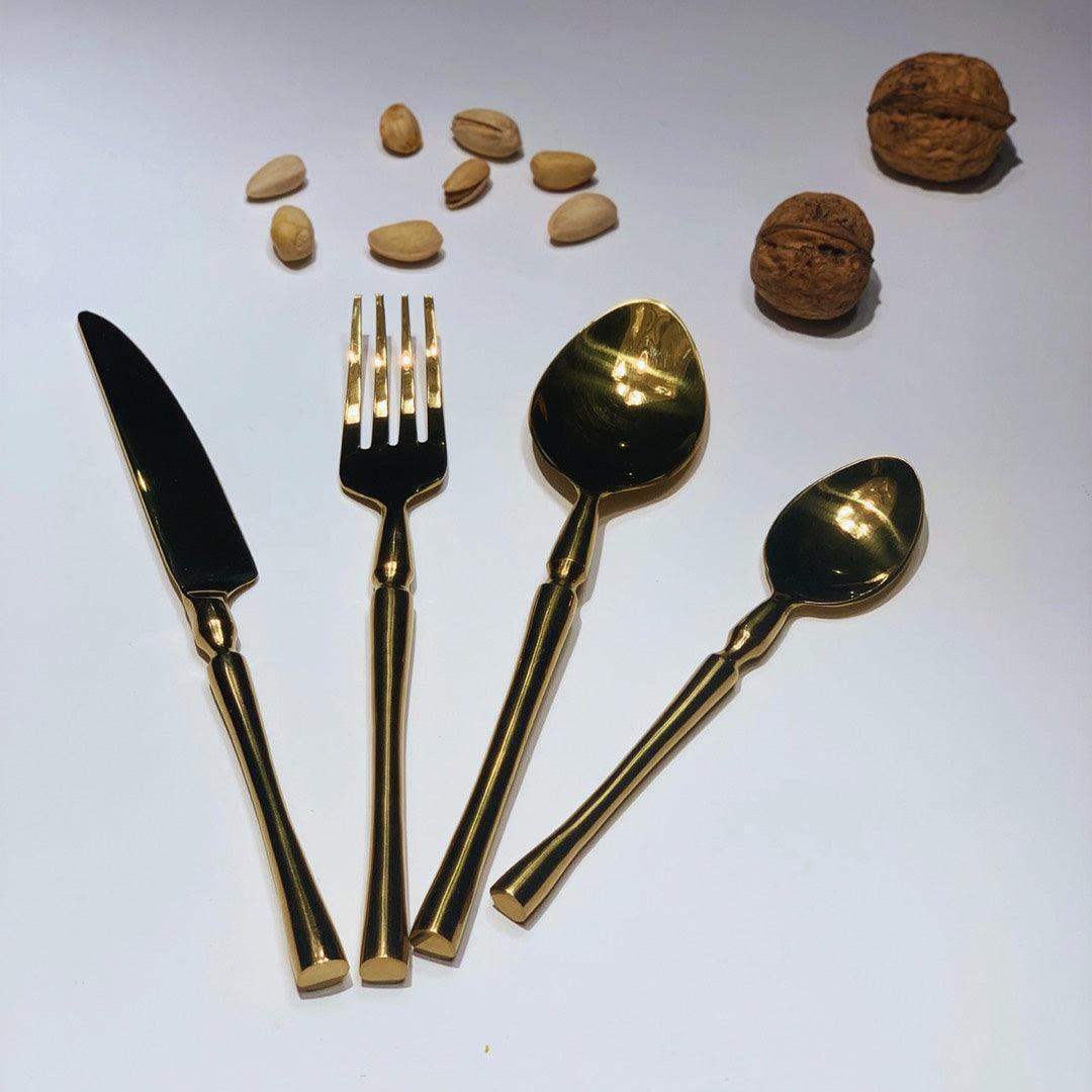 The Golden Cutlery set with Glossy PVD coating (The Veera Collection) - LOOSEBUCKET