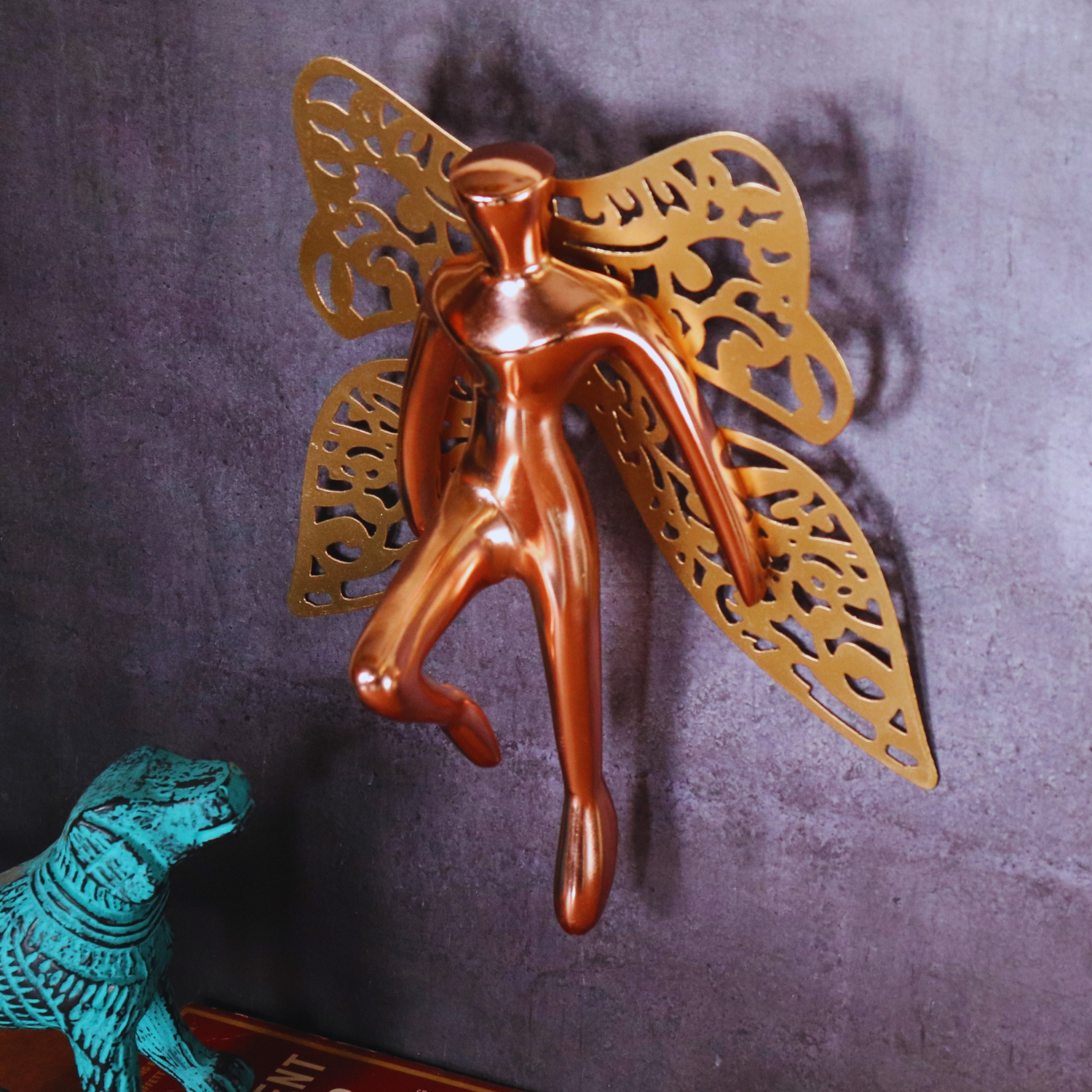 The Flying Angel Wall Metal Art in copper finish - LOOSEBUCKET