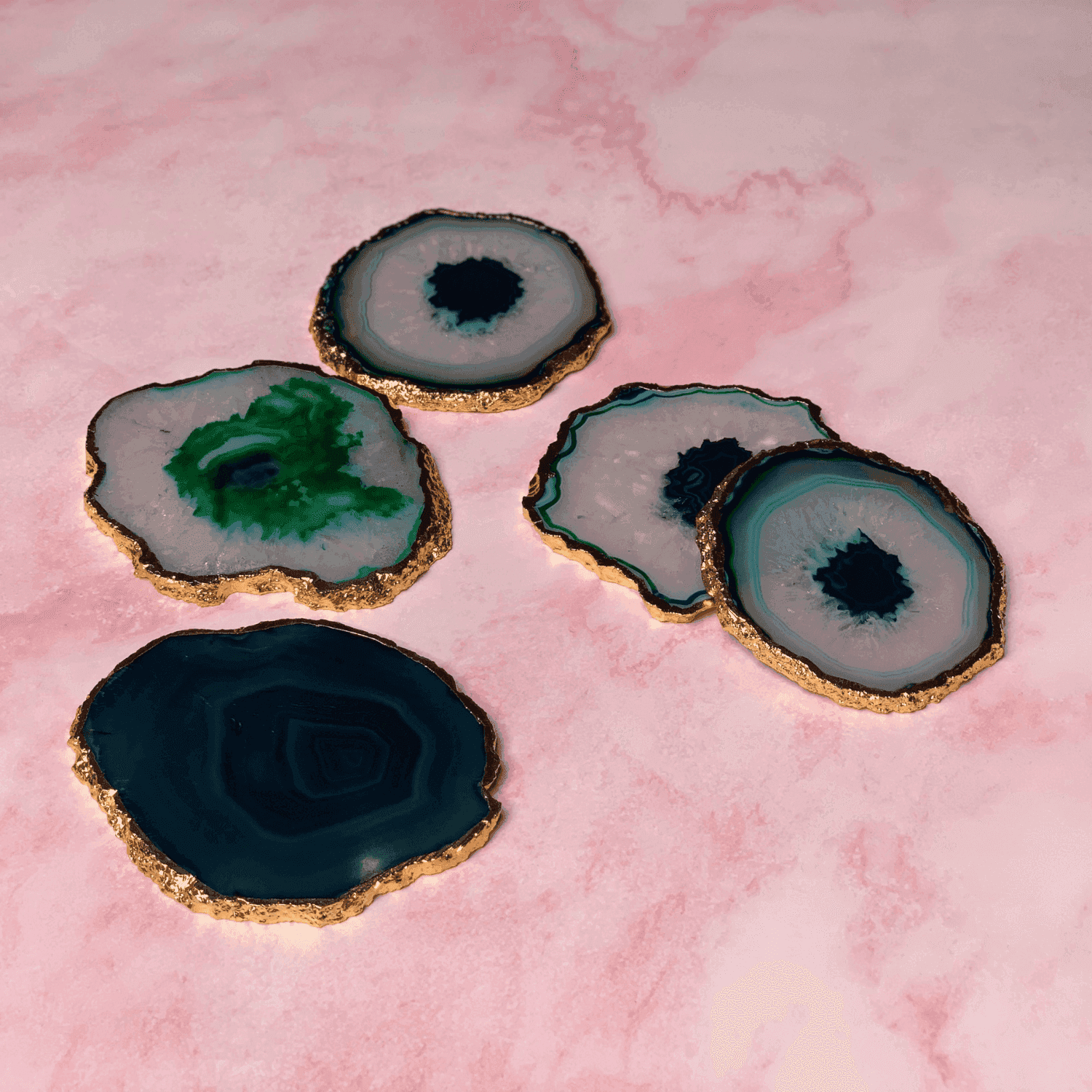 Green Agate Handcrafted Luxury Coasters (Set of 5) - LOOSEBUCKET