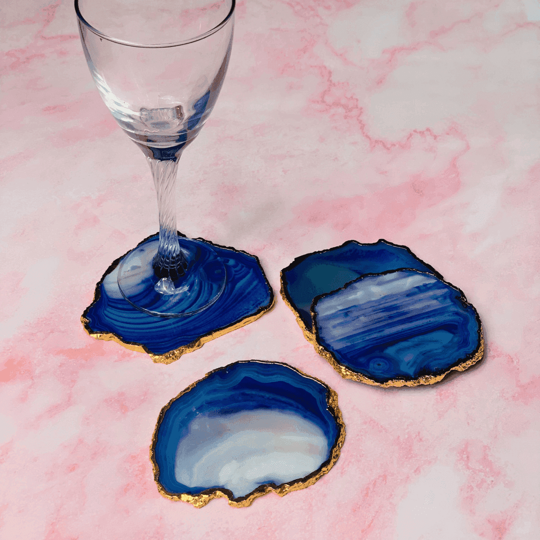 Dark Blue Natural handcrafted Agate coasters (set of 5) - LOOSEBUCKET