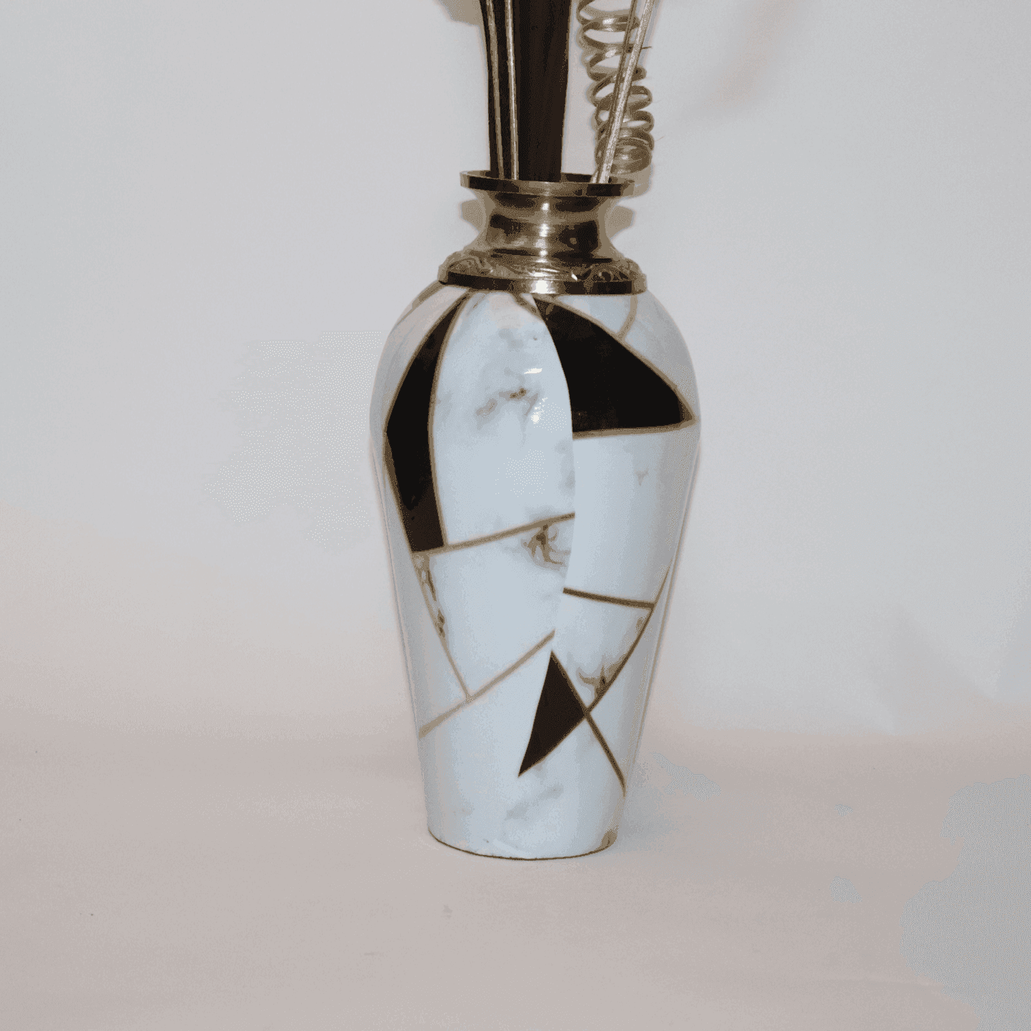 The White Polar Metal Vase with Meena Work (Set of 3) - LOOSEBUCKET