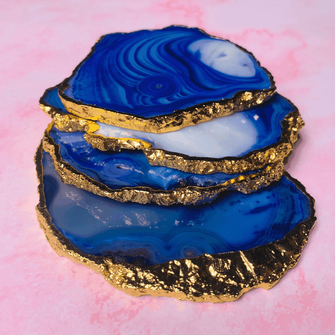 Dark Blue Natural handcrafted Agate coasters (set of 5) - LOOSEBUCKET