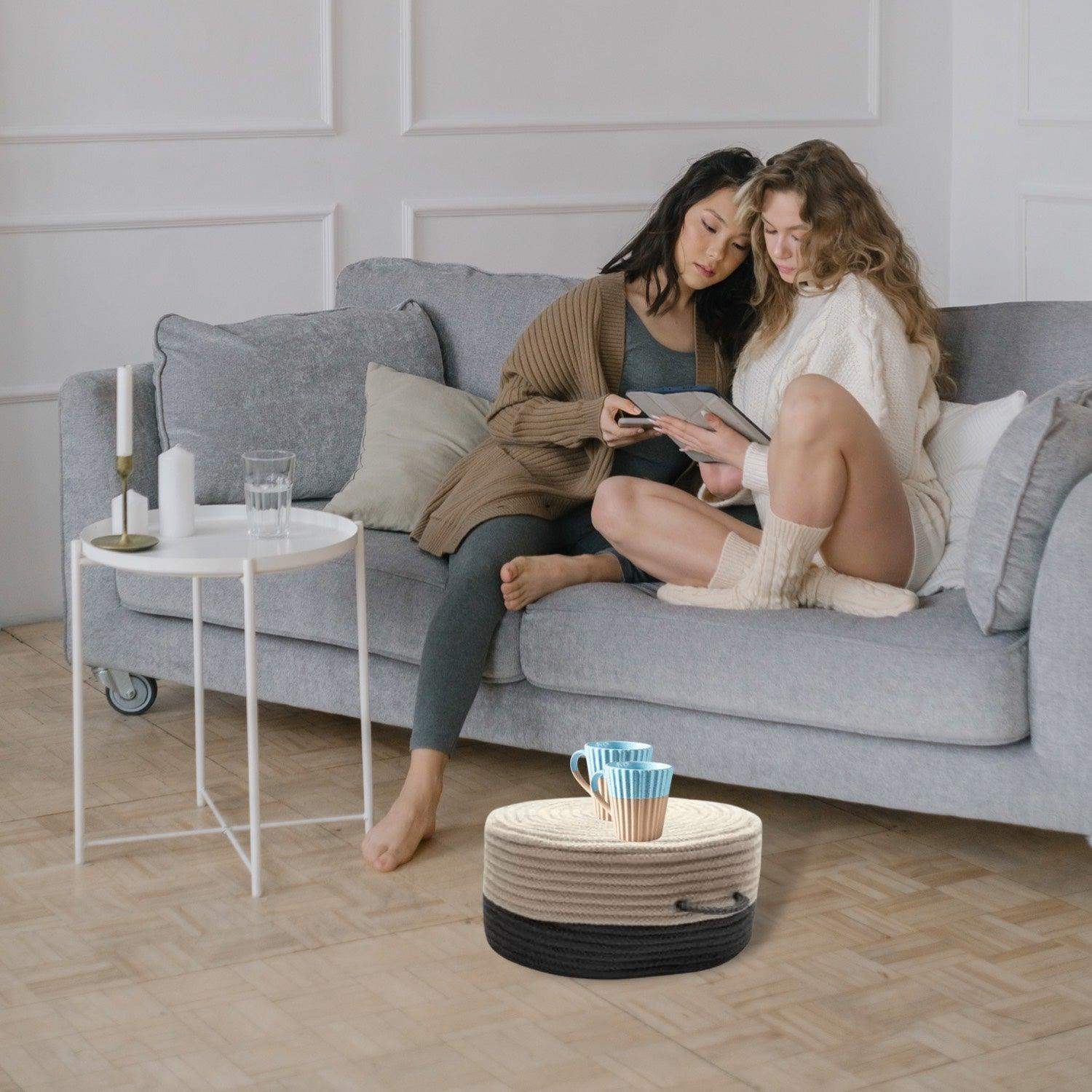 Jute Round Pouffe Stool - LOOSEBUCKET