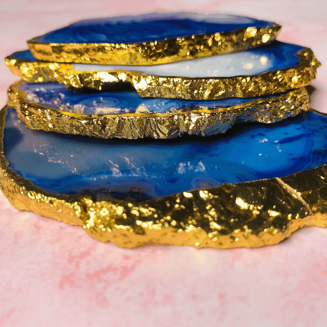 Dark Blue Natural handcrafted Agate coasters (set of 5) - LOOSEBUCKET
