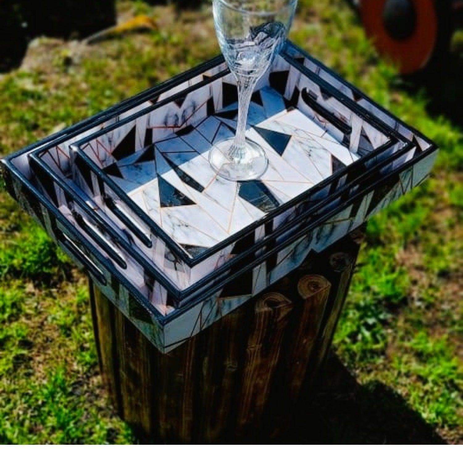 MDF Wood Trays (The Zig Zag Texture) - LOOSEBUCKET