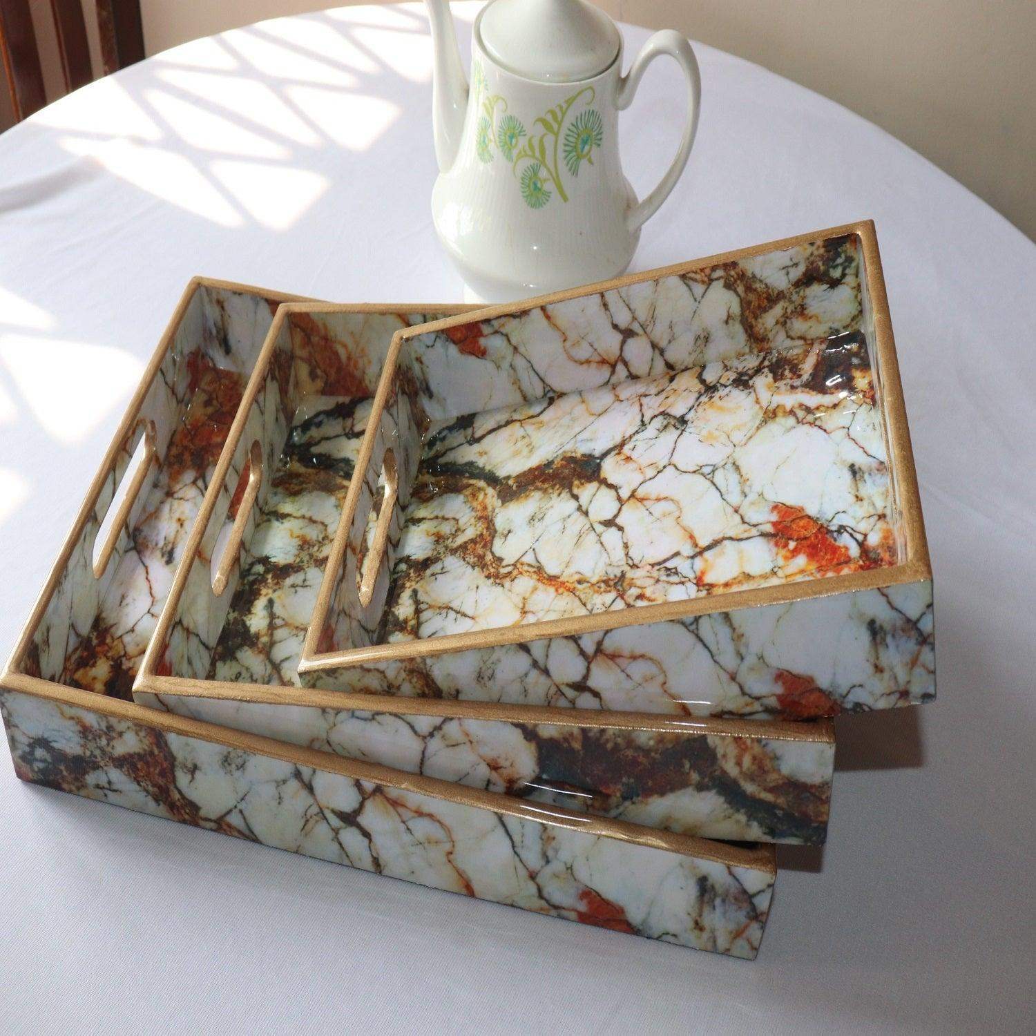 MDF Wood Trays (The White Textured) - LOOSEBUCKET