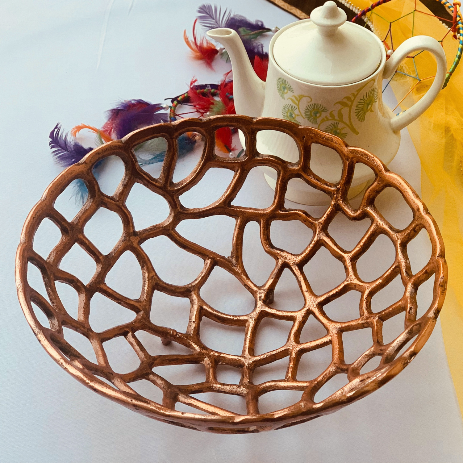 Antique Metal Fruits Basket ( The Raw Copper) - LOOSEBUCKET
