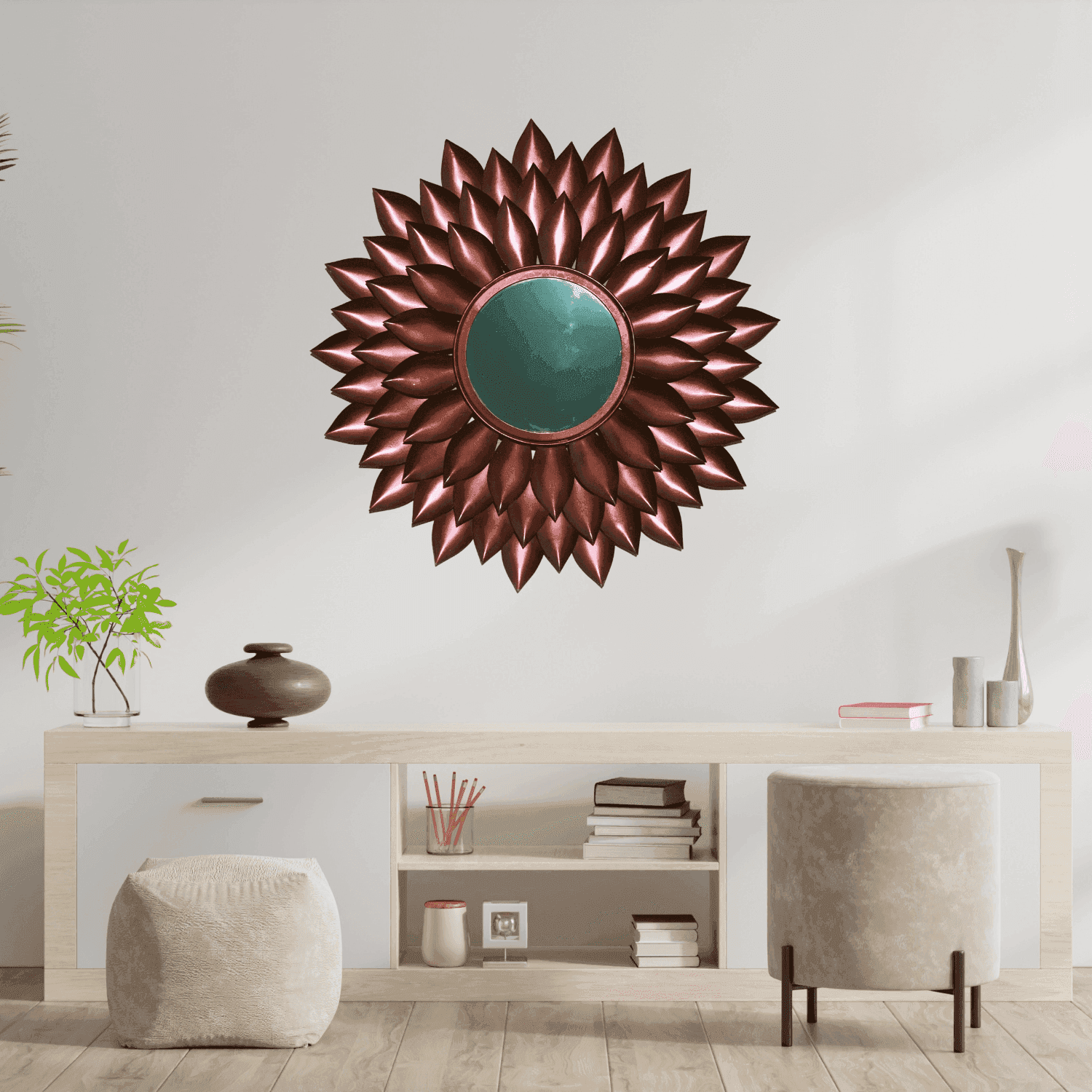 Metal Wall Mirror (The Bronze Leaf) - LOOSEBUCKET