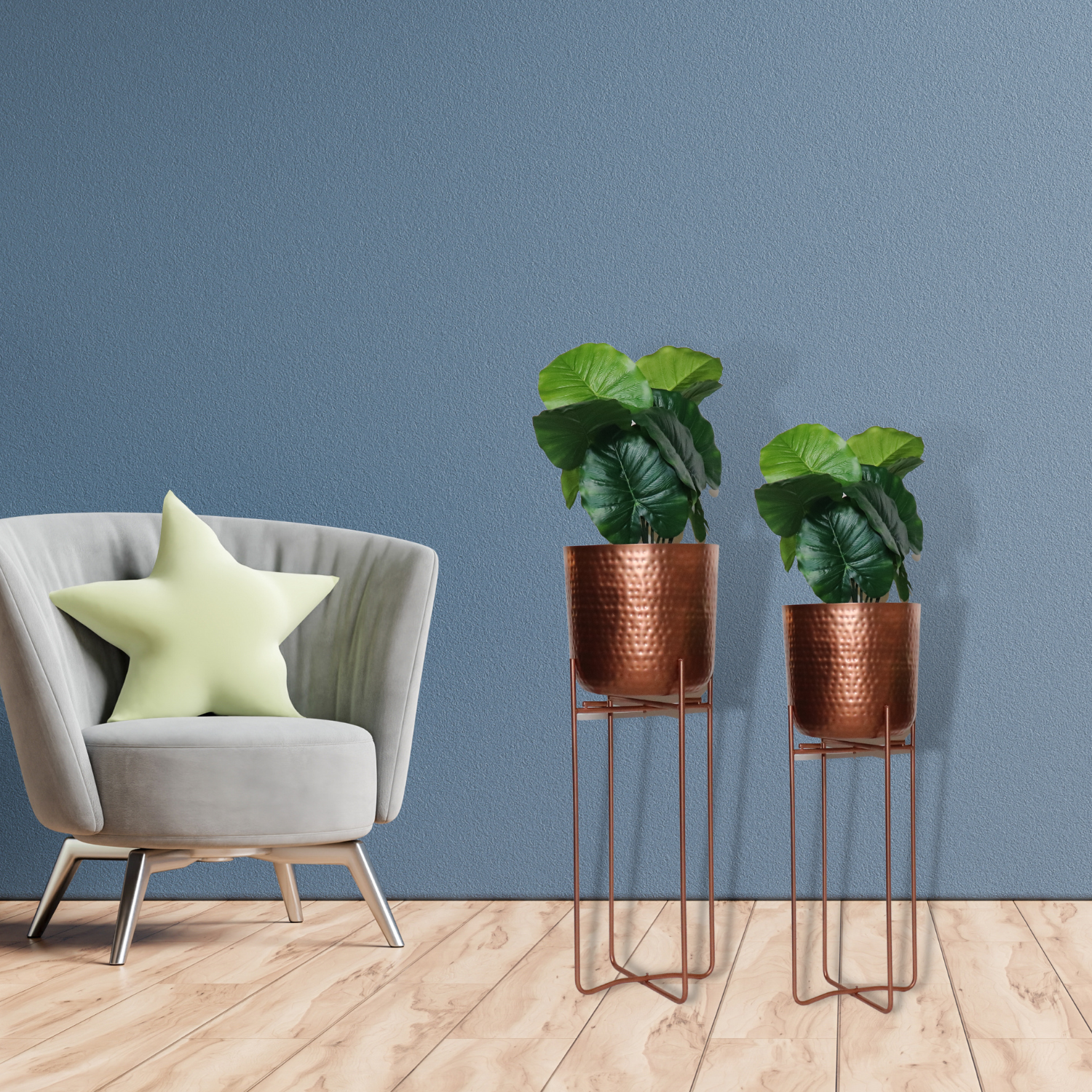 Copper Hammered Metal Planters (Set of 2) - LOOSEBUCKET